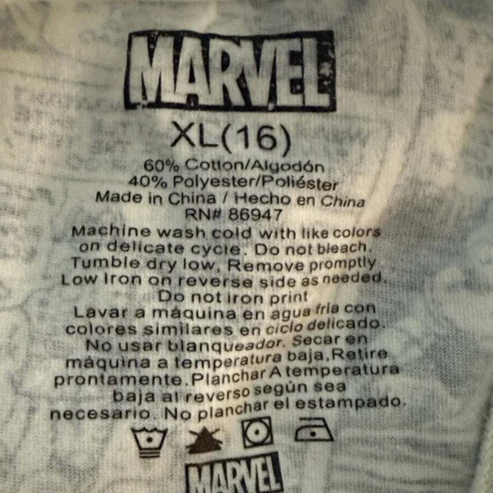 Marvel Comics Youth Size XL (16) Short Sleeve Soft Blend Graphic T Shirt Tagless